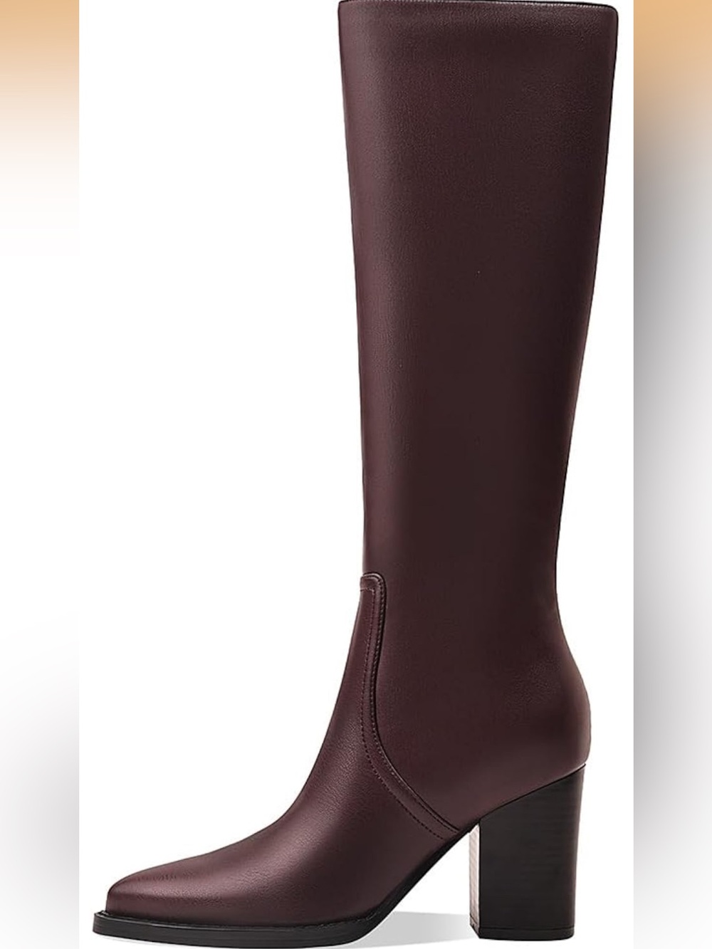 Women’s Knee-High Block Heel Boot - Brown